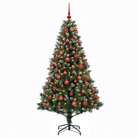 VidaXL Sztuczna choinka z bombkami 180 cm 300 LED Ciepła biel