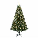 VidaXL Sztuczna choinka z bombkami 210 cm 300 LED Ciepła biel