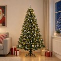 VidaXL Sztuczna choinka z bombkami 210 cm 300 LED Ciepła biel