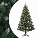 VidaXL Sztuczna choinka z bombkami 210 cm 300 LED Ciepła biel