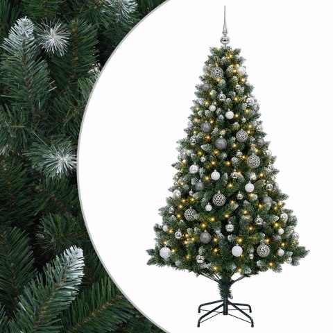VidaXL Sztuczna choinka z bombkami 210 cm 300 LED Ciepła biel