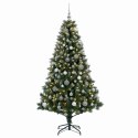 VidaXL Sztuczna choinka z bombkami 210 cm 300 LED Ciepła biel