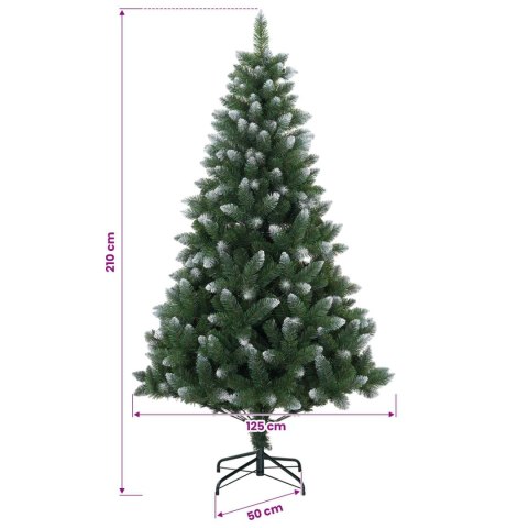 VidaXL Sztuczna choinka z bombkami 210 cm 300 LED Ciepła biel