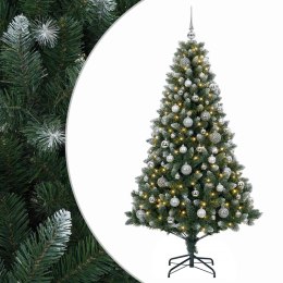 VidaXL Sztuczna choinka z bombkami 240 cm 300 LED Ciepła biel