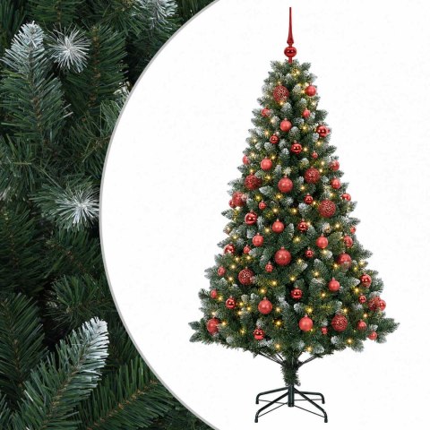 VidaXL Sztuczna choinka z bombkami 240 cm 300 LED Ciepła biel