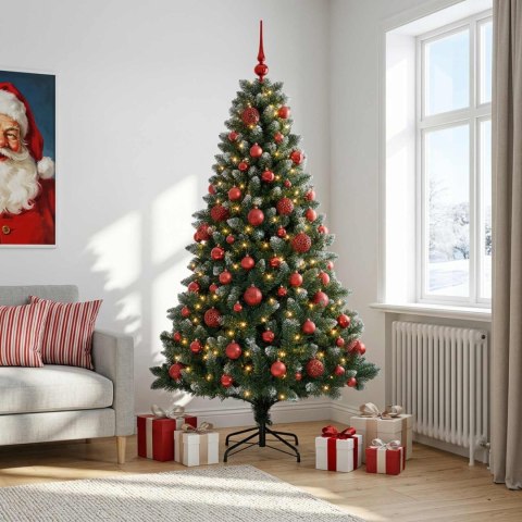 VidaXL Sztuczna choinka z bombkami 240 cm 300 LED Ciepła biel
