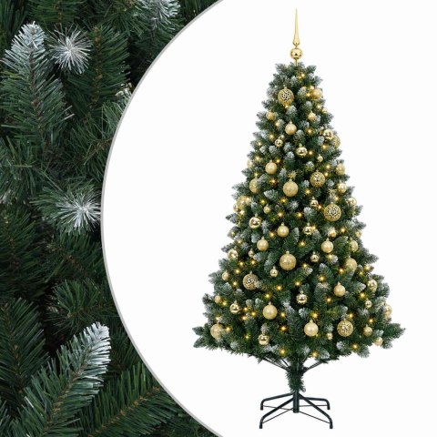 VidaXL Sztuczna choinka z bombkami 240 cm 300 LED Ciepła biel