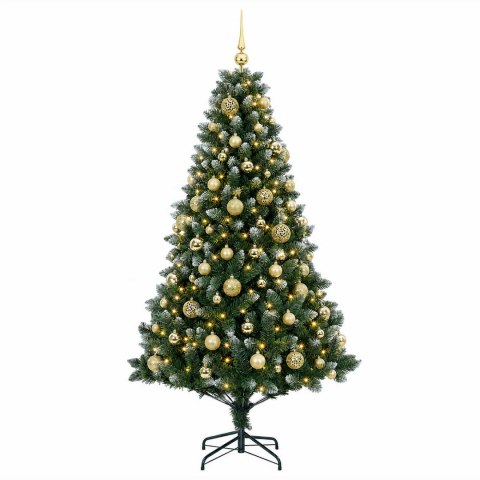 VidaXL Sztuczna choinka z bombkami 240 cm 300 LED Ciepła biel