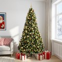 VidaXL Sztuczna choinka zielona z bombką 210 cm 300 LED Ciepła biel