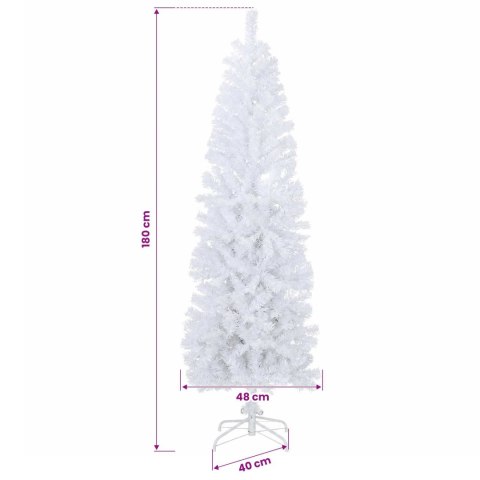 VidaXL Sztuczna wąska choinka z bombkami 180 cm 300 LED Ciepła biel