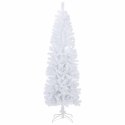VidaXL Sztuczna wąska choinka z bombkami 210 cm 300 LED Ciepła biel