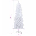 VidaXL Sztuczna wąska choinka z bombkami 210 cm 300 LED Ciepła biel