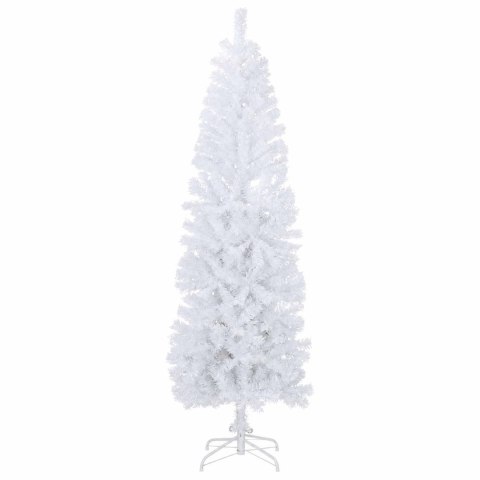 VidaXL Sztuczna wąska choinka z bombkami 240 cm 300 LED Ciepła biel
