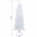 VidaXL Sztuczna wąska choinka z bombkami 240 cm 300 LED Ciepła biel