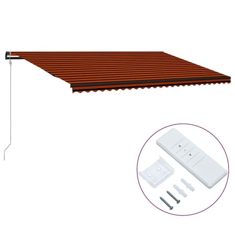 VidaXL Markiza elektryczna 6 x 3 m Pomarańczowo-brązowy w poziome pasy