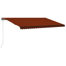 VidaXL Markiza elektryczna 6 x 3 m Pomarańczowo-brązowy w poziome pasy