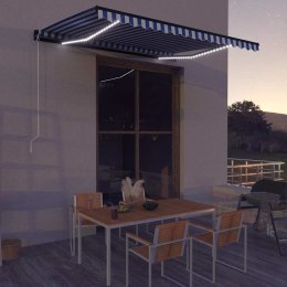 VidaXL Ręczna markiza z oświetleniem LED solarnym 4 x 3 m