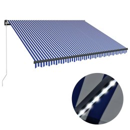 VidaXL Ręczna markiza z oświetleniem LED solarnym 4 x 3 m