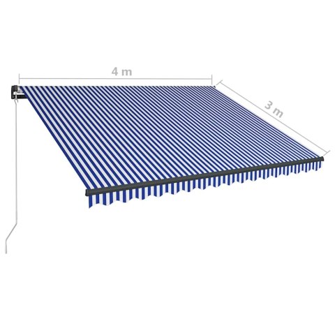 VidaXL Ręczna markiza z oświetleniem LED solarnym 4 x 3 m