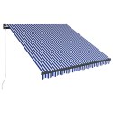 VidaXL Ręcznie zwijana markiza z LED, 350 x 250 cm, niebiesko-biała