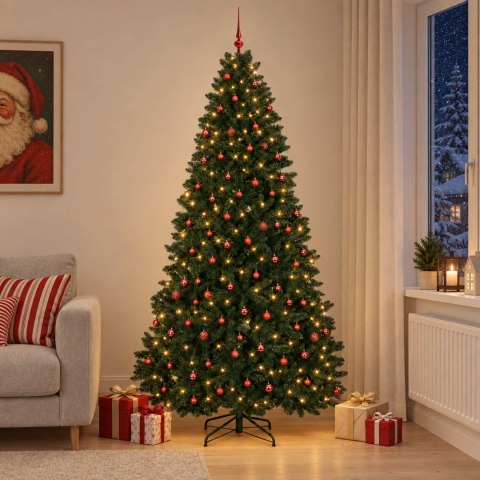 VidaXL Sztuczna choinka, ciemnozielona, z bombką 270 cm 600 LED