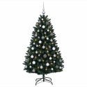 VidaXL Sztuczna choinka, ciemnozielona, z bombkami 150 cm 150 LED