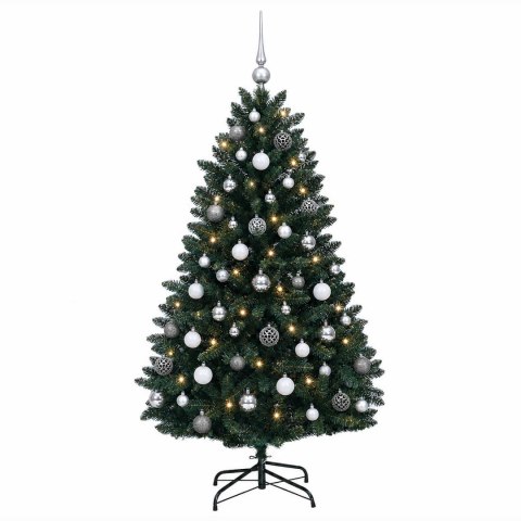 VidaXL Sztuczna choinka, ciemnozielona, z bombkami 150 cm 150 LED