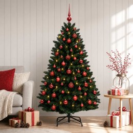VidaXL Sztuczna choinka, ciemnozielona, z bombkami 180 cm 300 LED