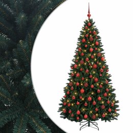 VidaXL Sztuczna choinka, ciemnozielona, z bombkami 180 cm 300 LED