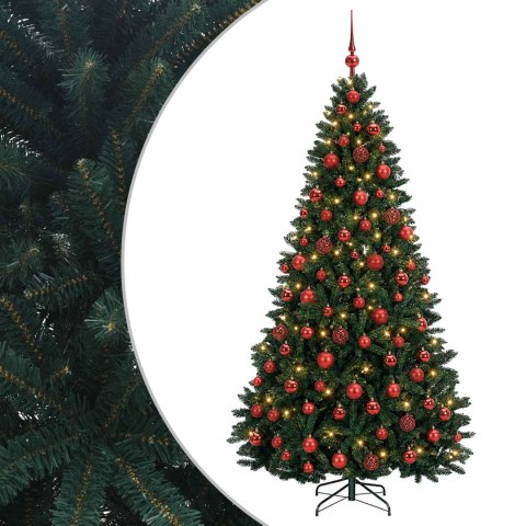 VidaXL Sztuczna choinka, ciemnozielona, z bombkami 180 cm 300 LED