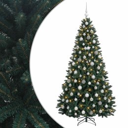 VidaXL Sztuczna choinka, ciemnozielona, z bombkami 180 cm 300 LED