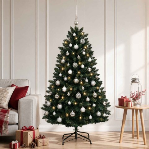VidaXL Sztuczna choinka, ciemnozielona, z bombkami 180 cm 300 LED