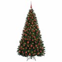 VidaXL Sztuczna choinka, ciemnozielona, z bombkami 210 cm 300 LED
