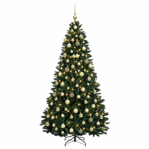 VidaXL Sztuczna choinka, ciemnozielona, z bombkami 240 cm 300 LED