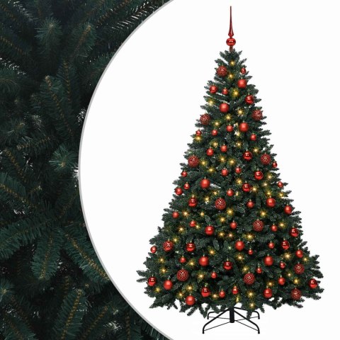 VidaXL Sztuczna choinka, ciemnozielona, z bombkami 240 cm 300 LED