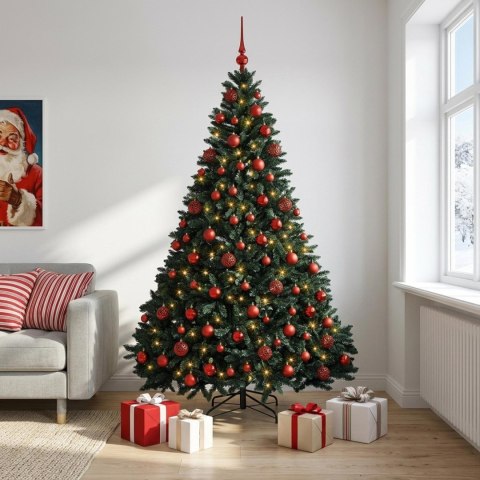 VidaXL Sztuczna choinka, ciemnozielona, z bombkami 240 cm 300 LED