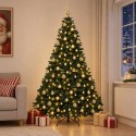 VidaXL Sztuczna choinka, ciemnozielona, z bombkami 240 cm 300 LED