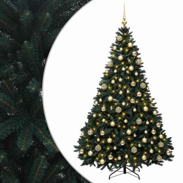 VidaXL Sztuczna choinka, ciemnozielona, z bombkami 240 cm 300 LED