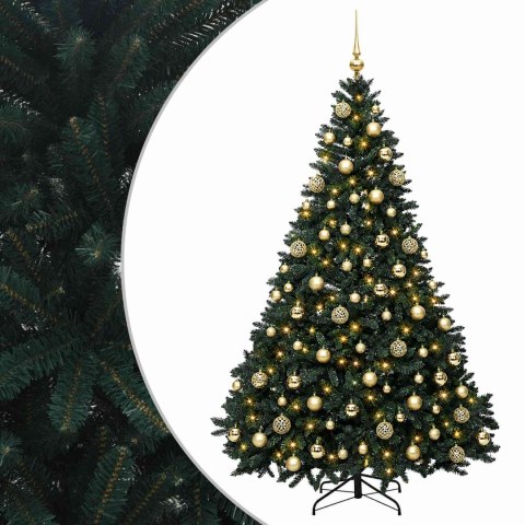 VidaXL Sztuczna choinka, ciemnozielona, z bombkami 240 cm 300 LED