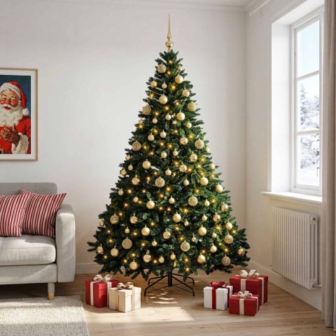 VidaXL Sztuczna choinka, ciemnozielona, z bombkami 240 cm 300 LED