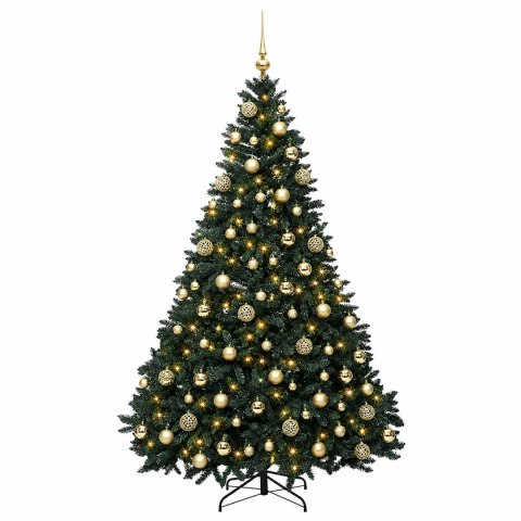 VidaXL Sztuczna choinka, ciemnozielona, z bombkami 240 cm 300 LED
