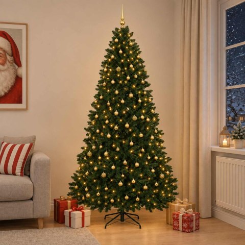 VidaXL Sztuczna choinka, ciemnozielona, z bombkami 270 cm 600 LED