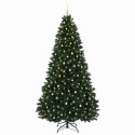 VidaXL Sztuczna choinka, ciemnozielona, z bombkami 270 cm 600 LED