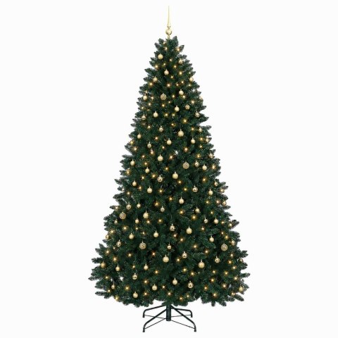 VidaXL Sztuczna choinka, ciemnozielona, z bombkami 270 cm 600 LED