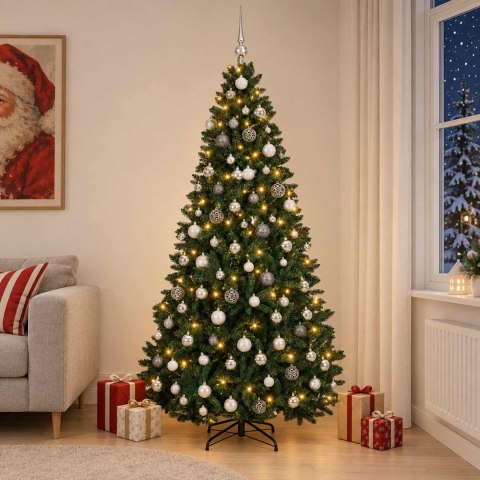 VidaXL Sztuczna choinka, ciemnozielona, z bombkami 300 cm 600 LED
