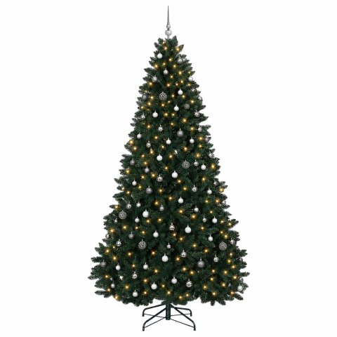 VidaXL Sztuczna choinka, ciemnozielona, z bombkami 300 cm 600 LED