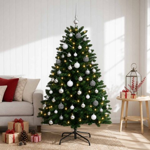 VidaXL Sztuczna choinka, średniozielona, z bombkami 180 cm 300 LED
