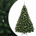 VidaXL Sztuczna choinka, średniozielona, z bombkami 180 cm 300 LED