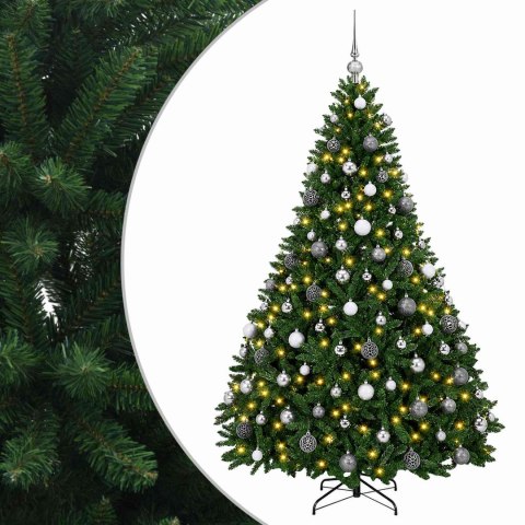 VidaXL Sztuczna choinka, średniozielona, z bombkami 180 cm 300 LED