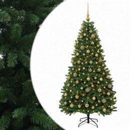 VidaXL Sztuczna choinka, średniozielona, z bombkami 180 cm 300 LED